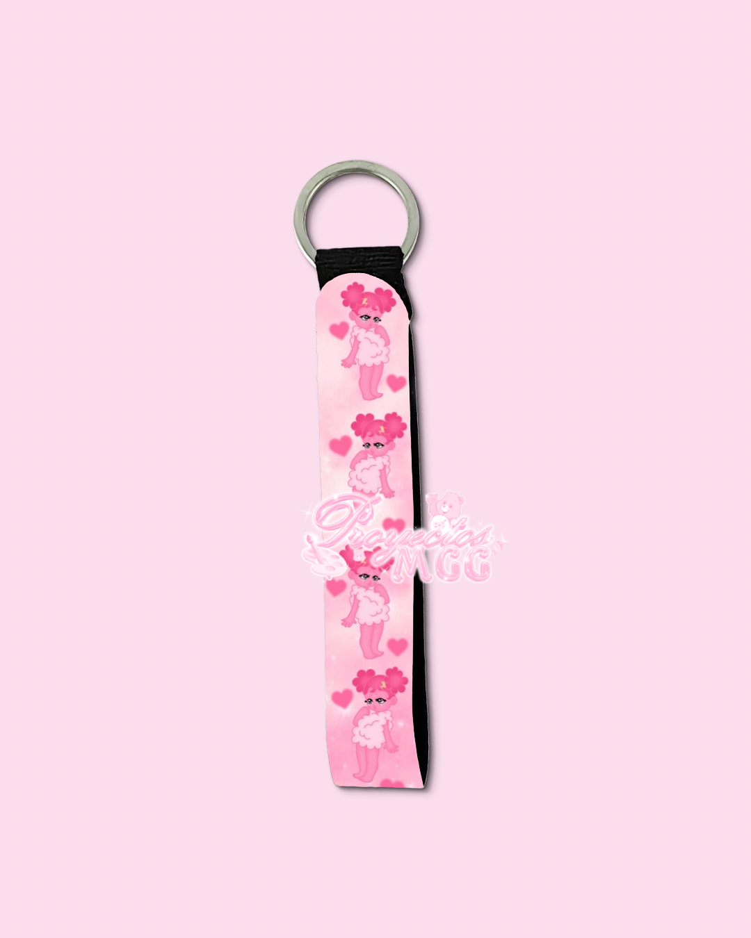 Pink SadGirl Wristlet Keychain