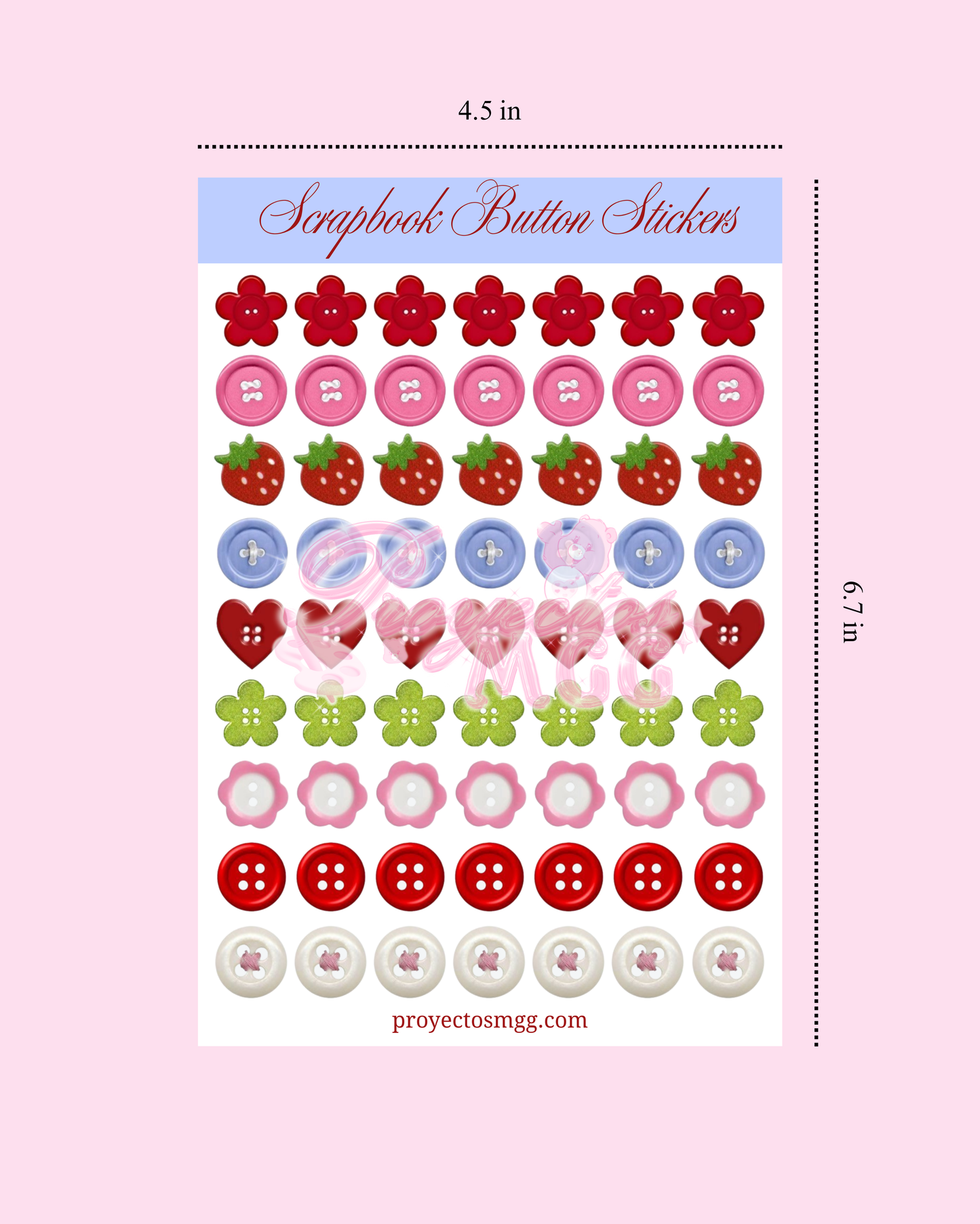 Scrapbook Buttons Glossy Sticker Sheet