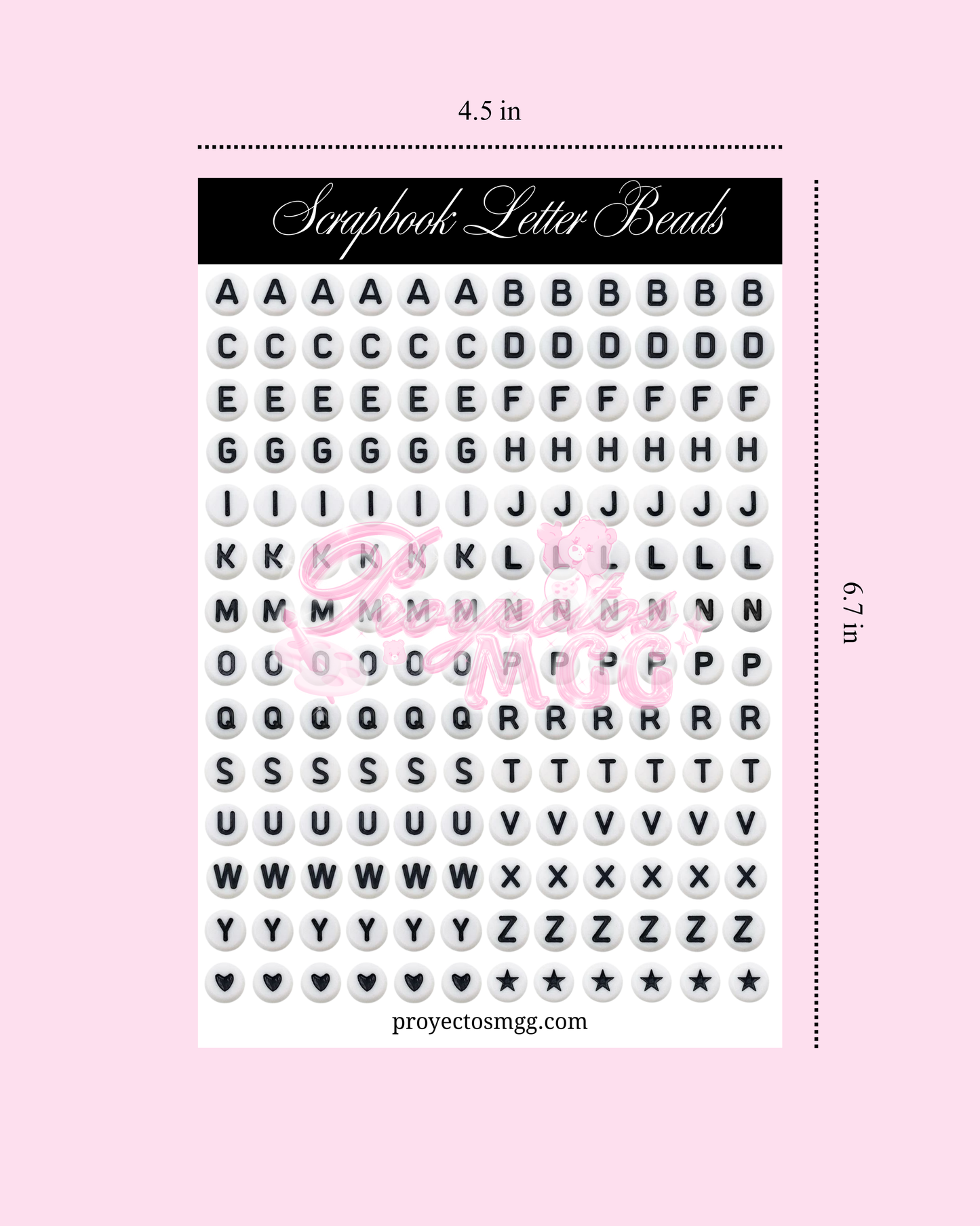 Scrapbook Letter Beads Glossy Sticker Sheet
