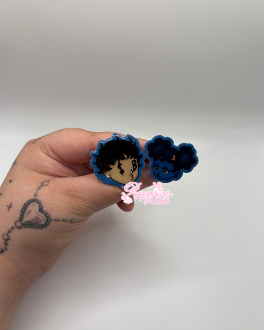 SadBoy & SadGirl Face Croc Charms Pair
