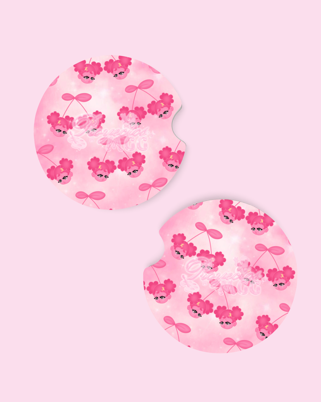 Pink SadGirl Cherry Car Coasters