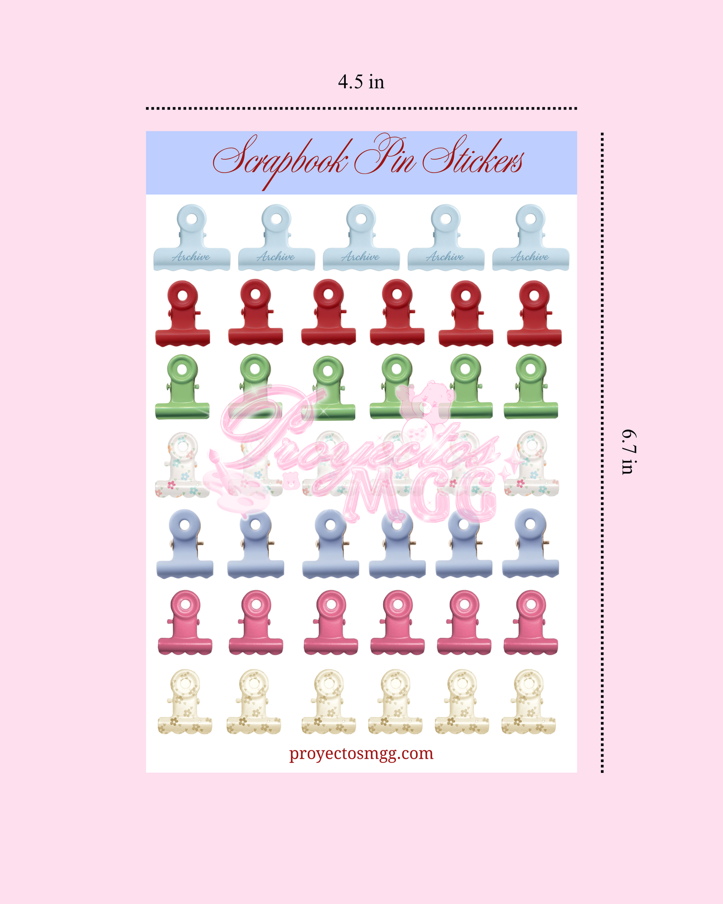 Scrapbook Pins Glossy Sticker Sheet