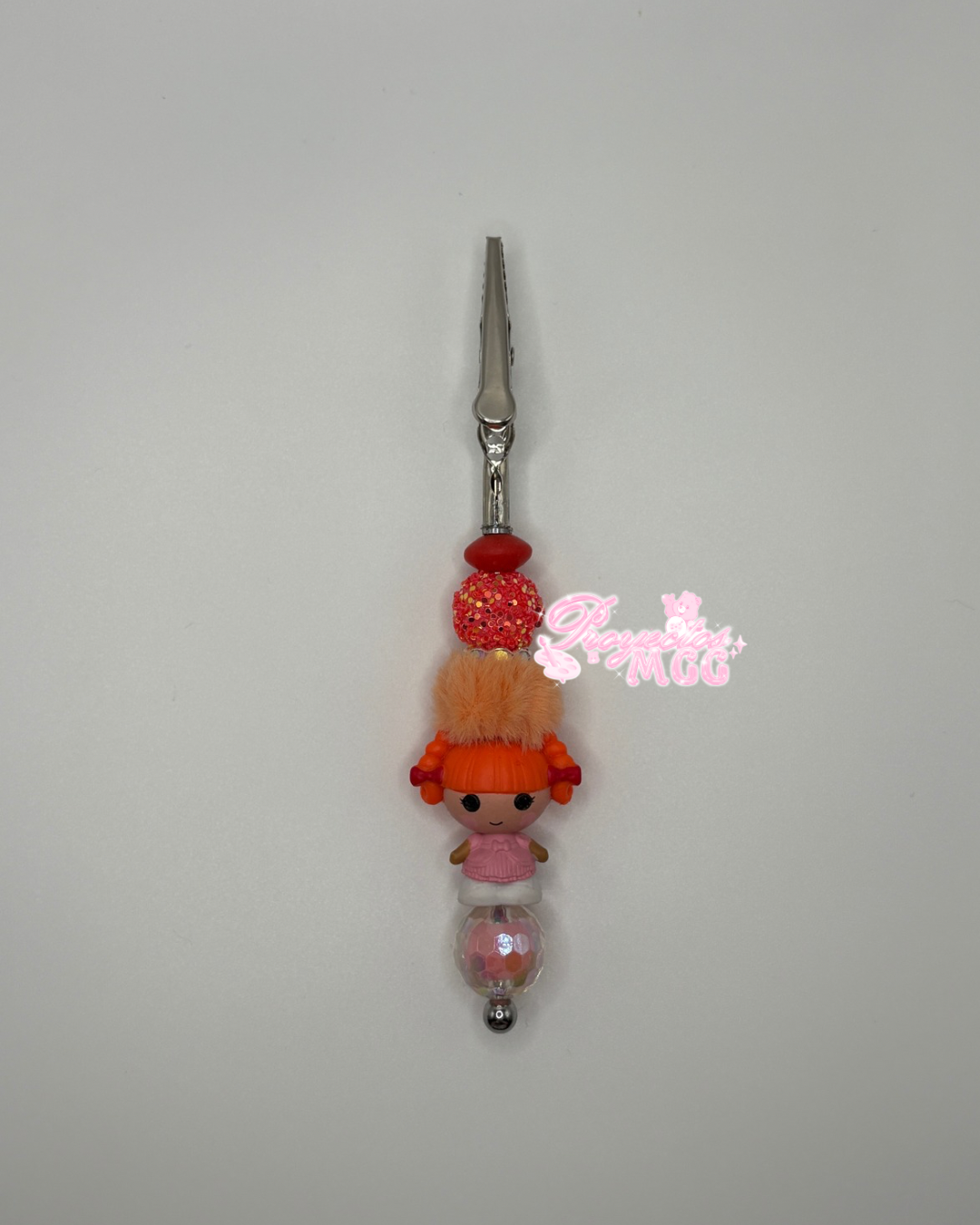 Orange Doll Beaded Clip