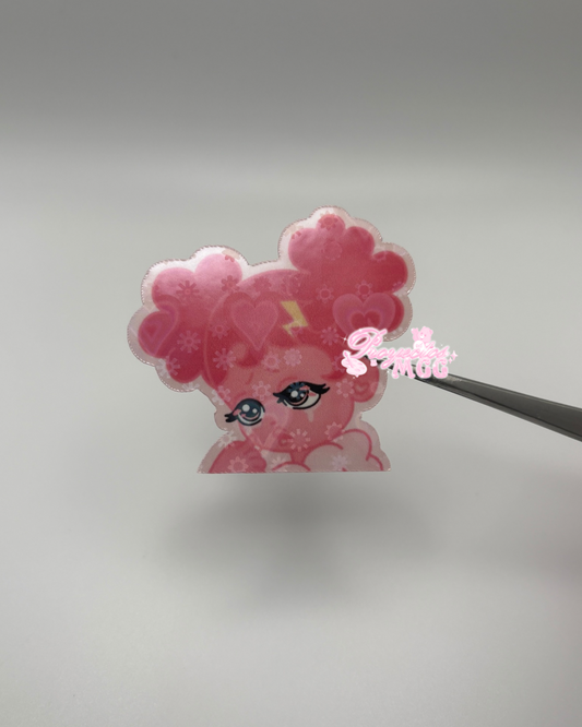 Pink SadGirl Peeker Holo Sticker