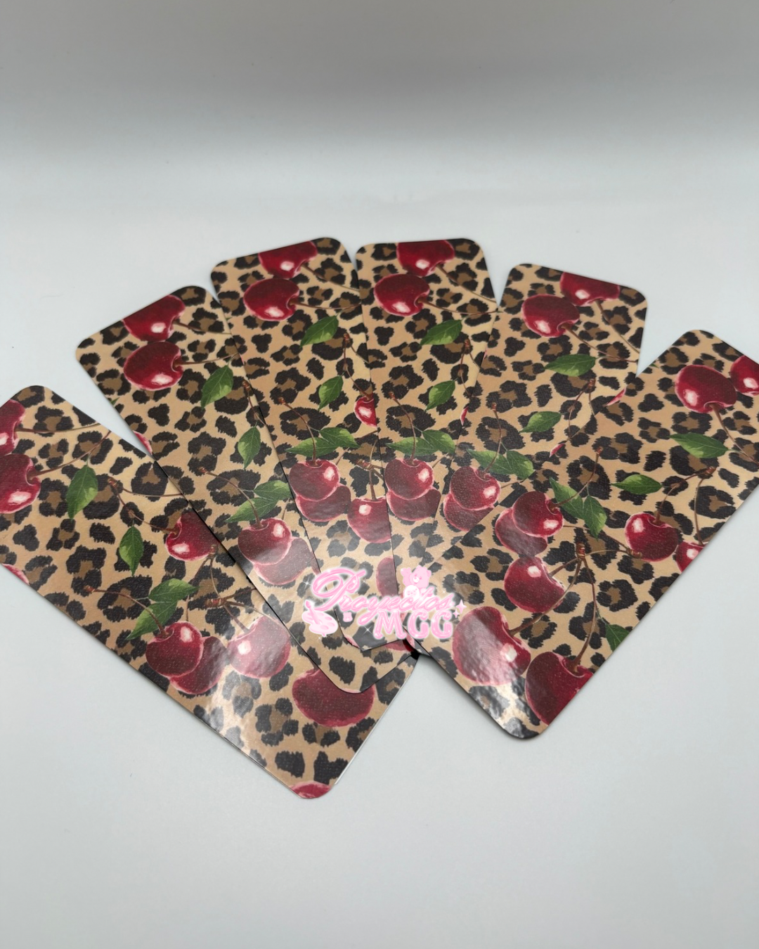 Leopard Cherry Laminated Bookmark