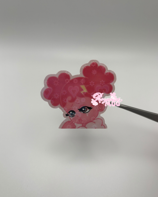 Pink SadGirl Peeker Holo Sticker