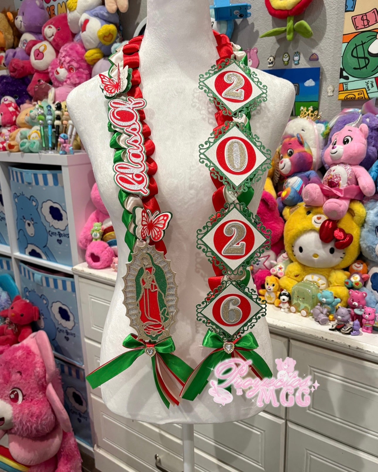 Virgencita México Tri-Color Grad Lei