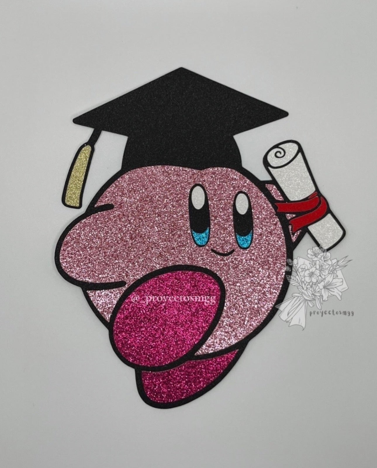 Pink Puffball Grad Bouquet Topper