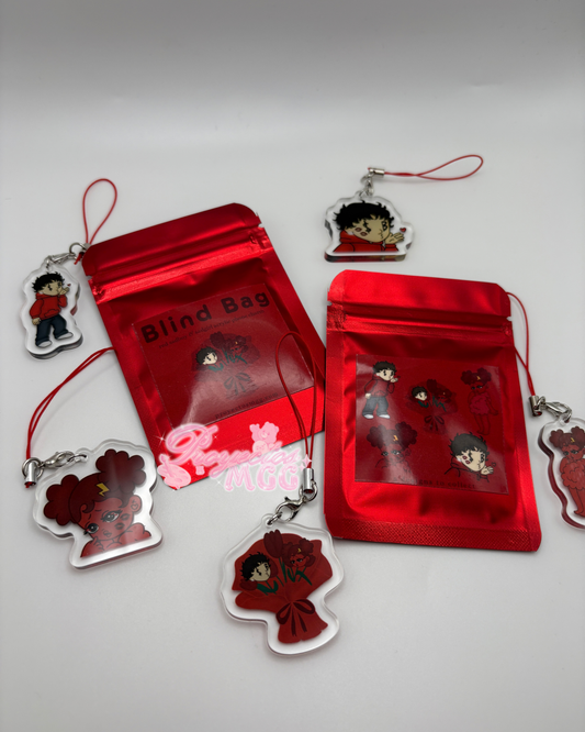 Red SadBoy & SadGirl Acrylic Phone Charm Blind Bag