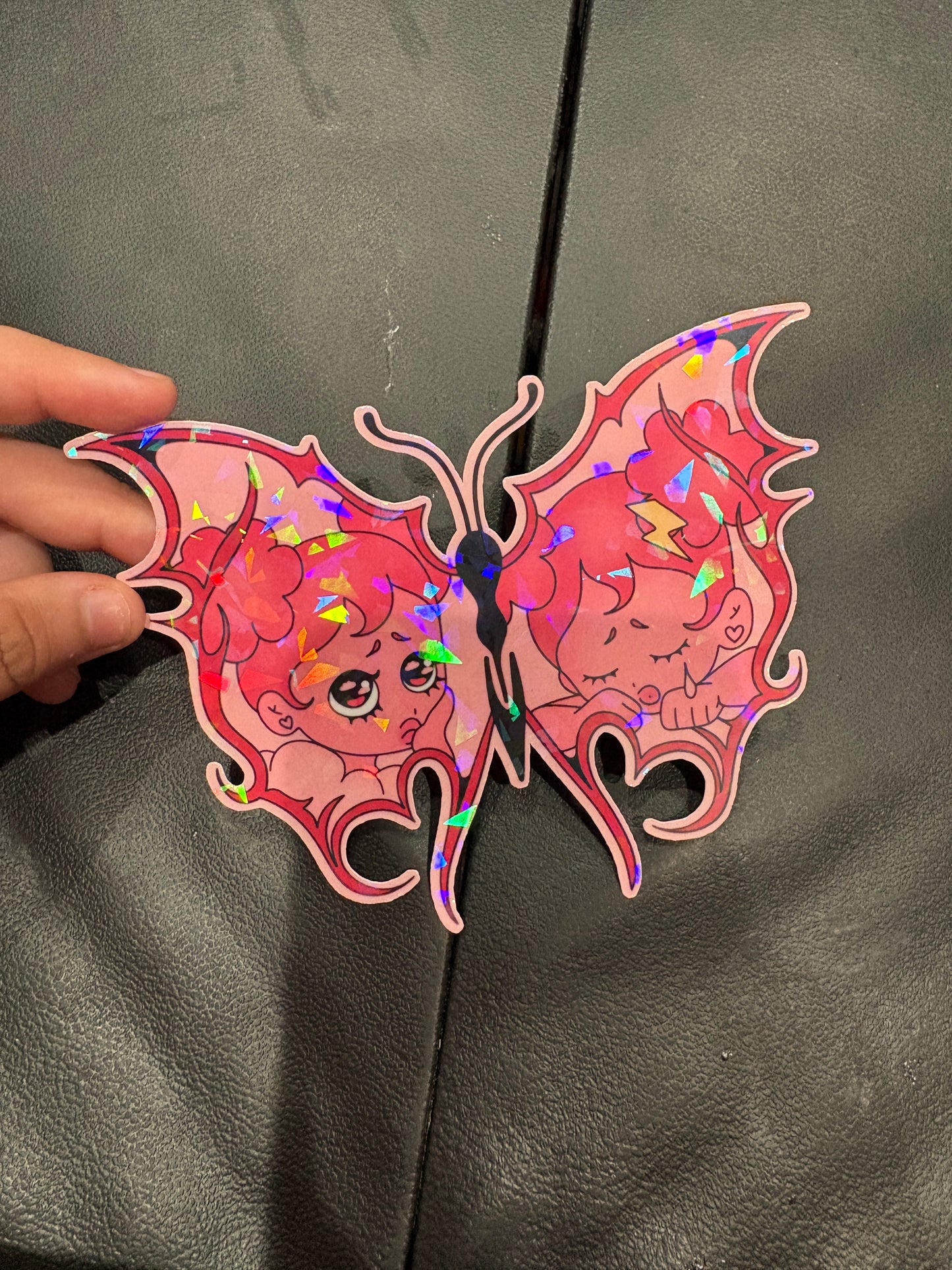 Pink SadGirl Butterfly Holo Car Decal