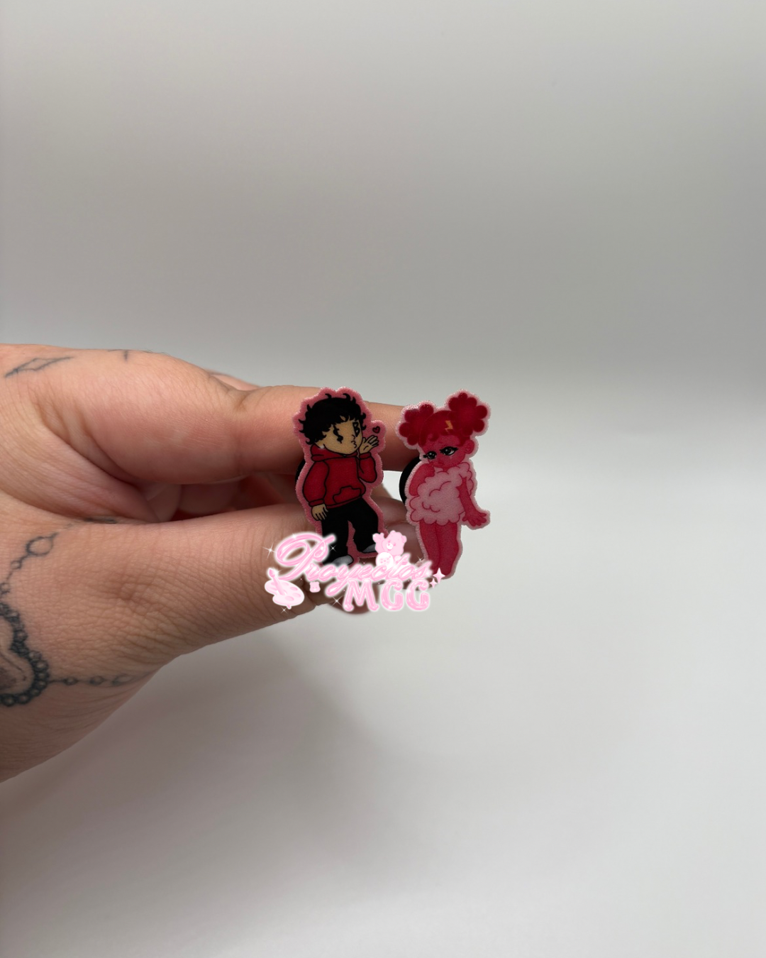 Pink SadBoy & SadGirl Croc Charm Pair