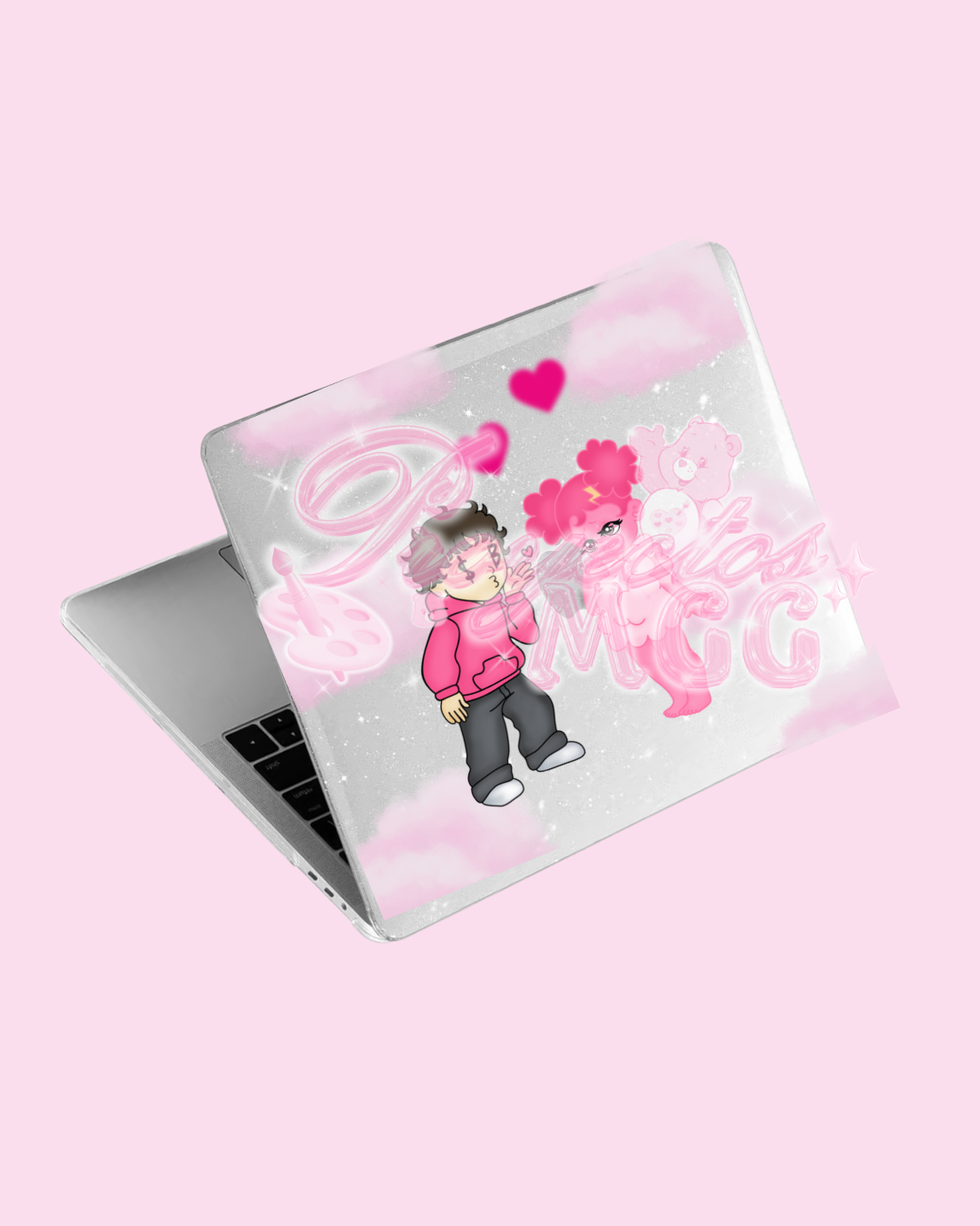 Pink SadBoy & SadGirl Clear Glittery Case