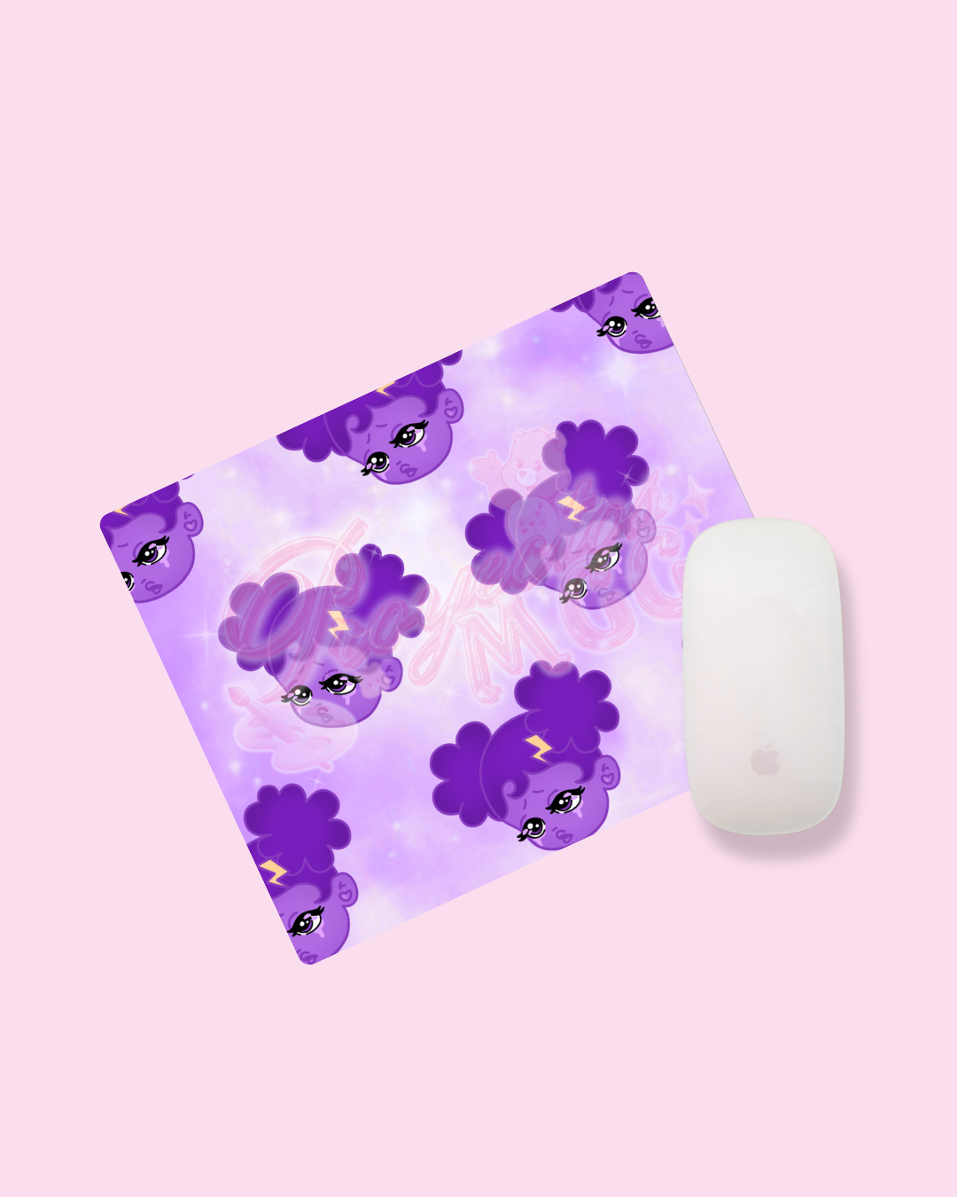 Purple SadGirl Face Mouse Pad
