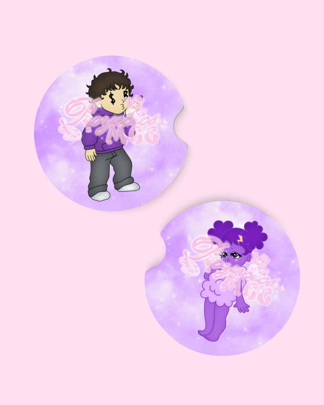 Purple SadBoy & SadGirl Car Coaster