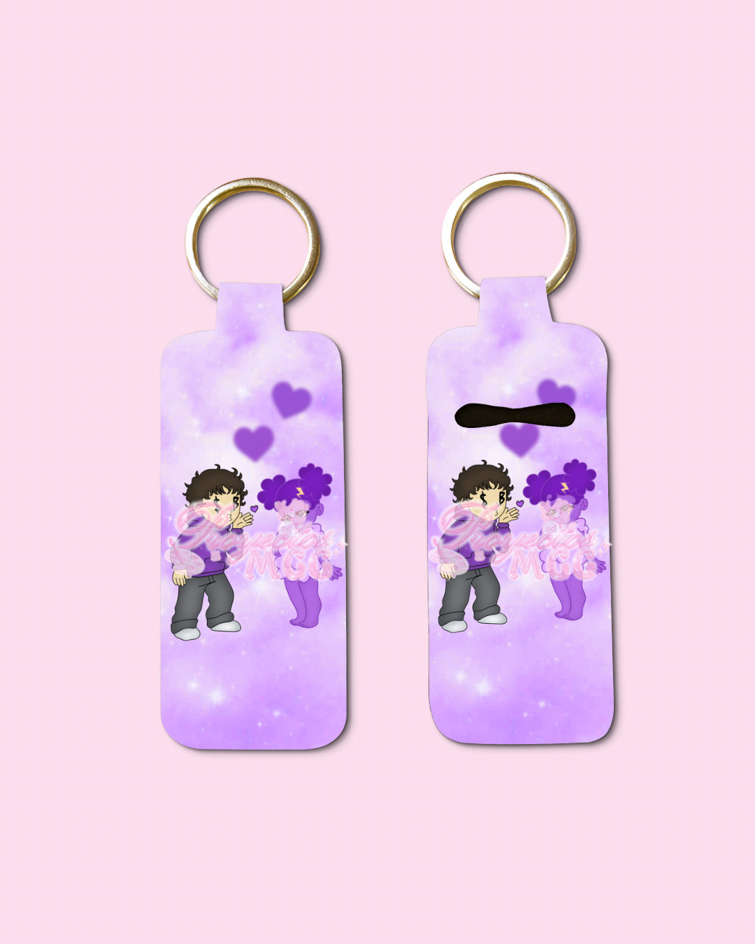 Purple SadBoy & SadGirl Chapstick Holder Keychain