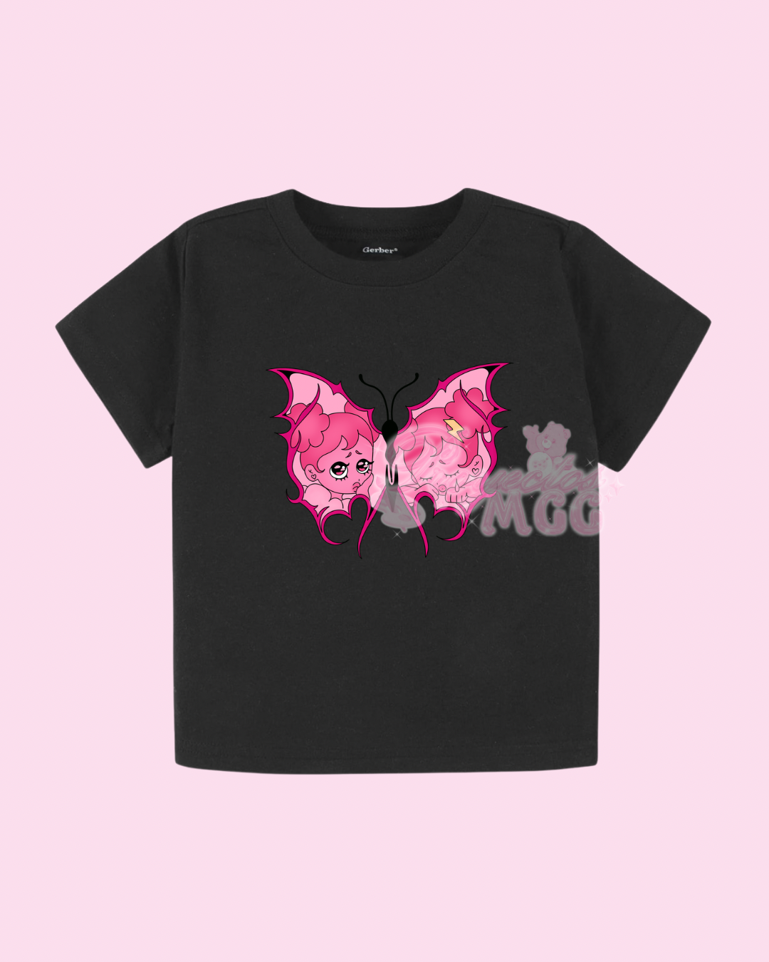 Pink SadGirl Butterfly Short Sleeve Toddler T-Shirt