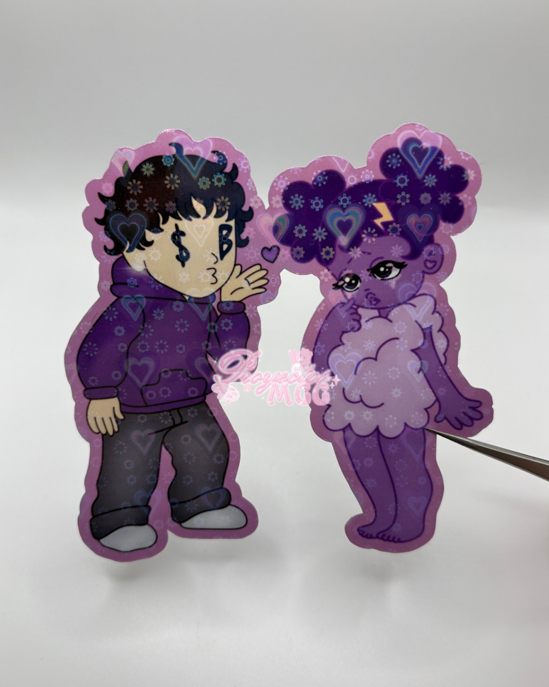 Purple SadBoy & SadGirl Holo Car Decal