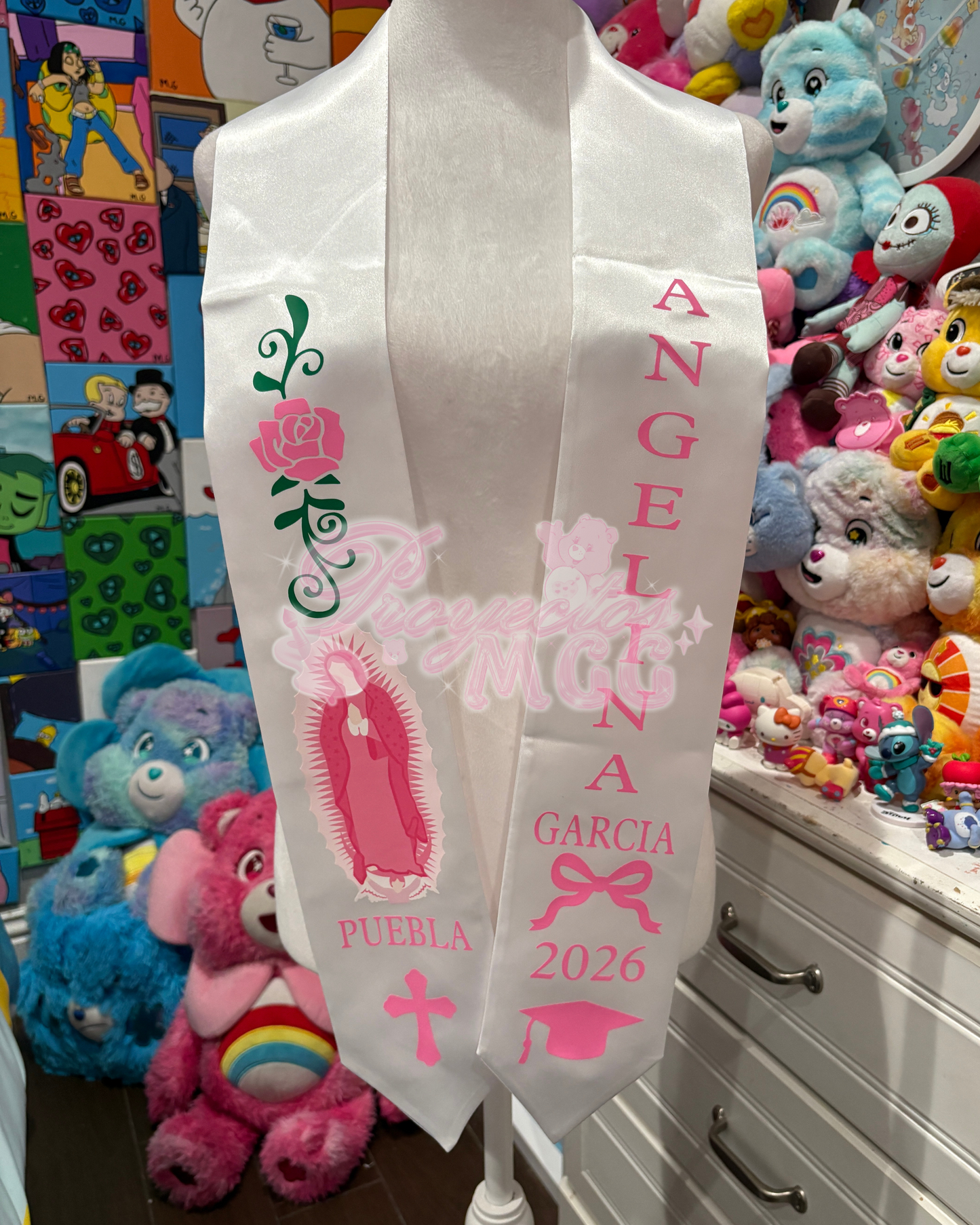 Virgencita Pink Graduation Stole