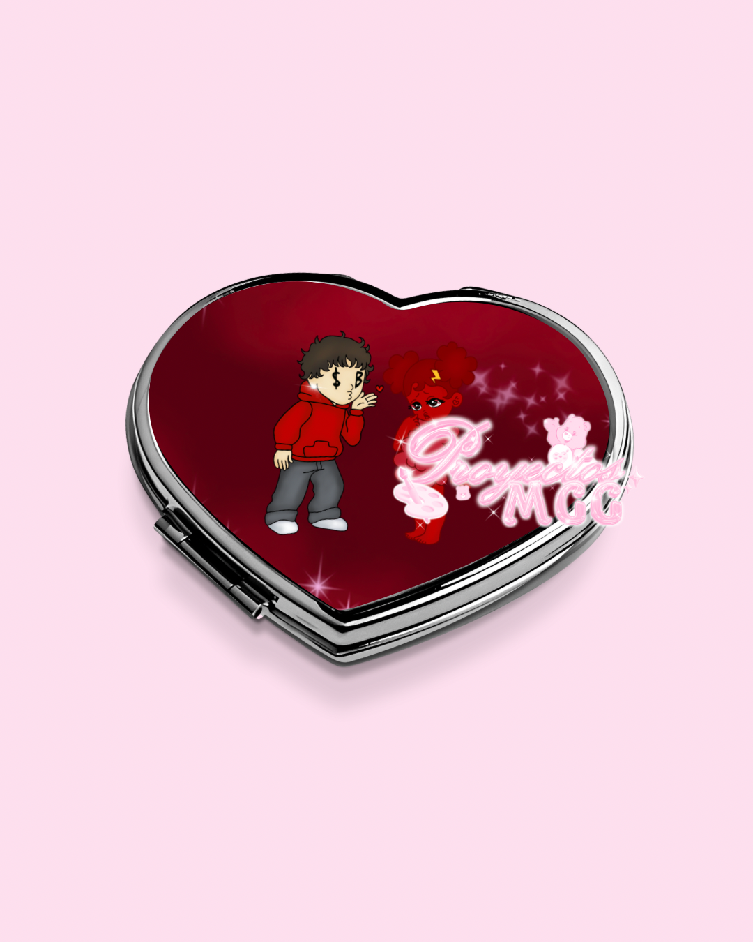 Red SadBoy & SadGirl Heart Compact Mirror