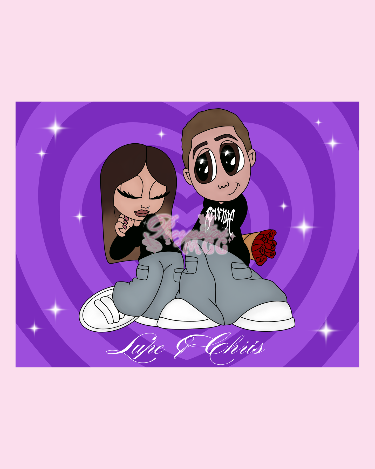 Cartoon Couple Art Print 8.5 x 11 in.