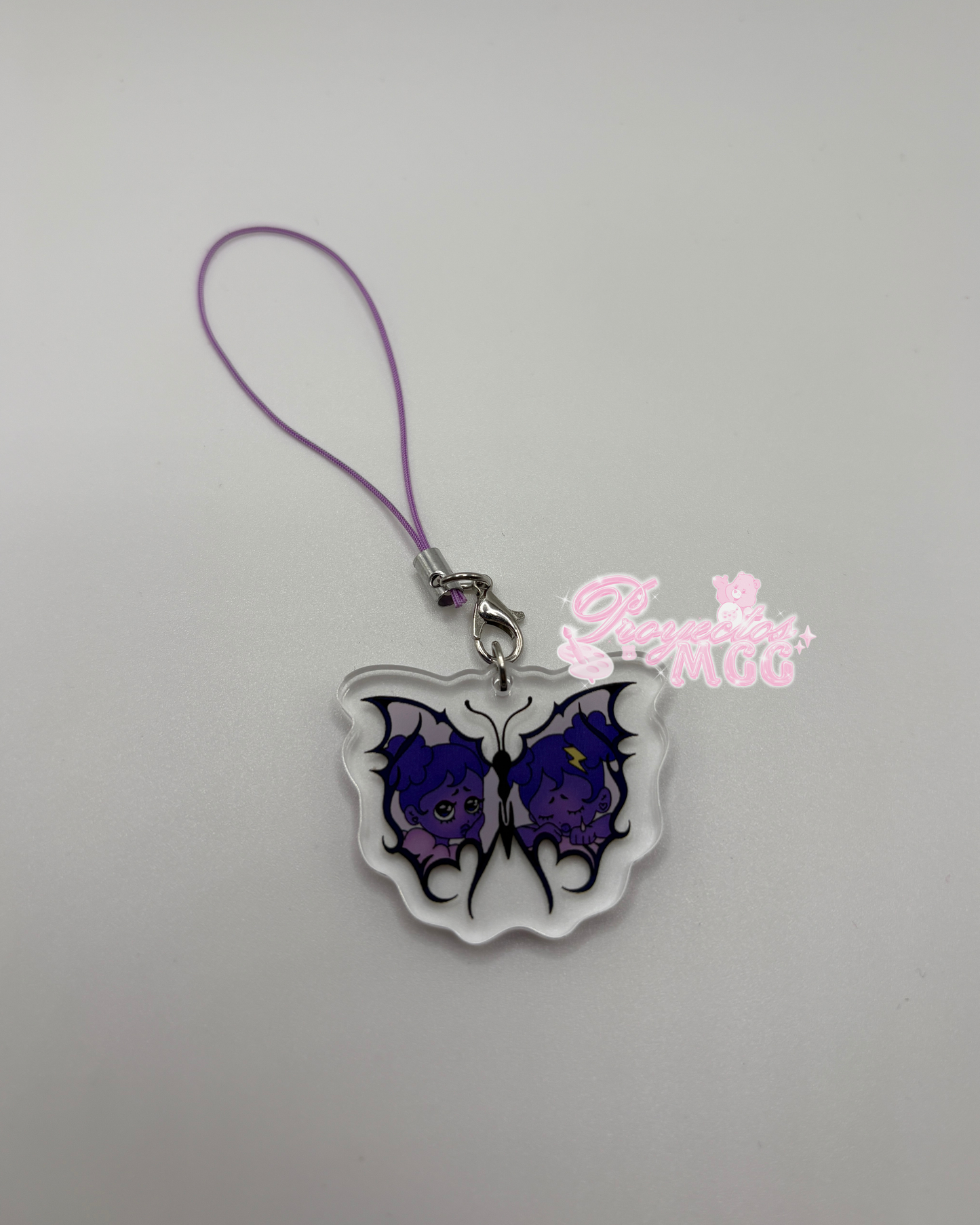 Purple SadGirl Butterfly Acrylic Phone Charm