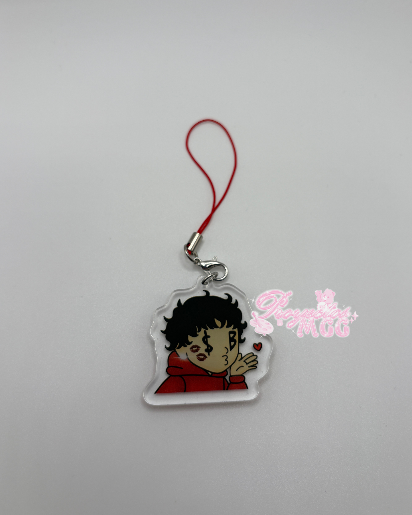 Red SadBoy Kiss Peeker Acrylic Phone Charm