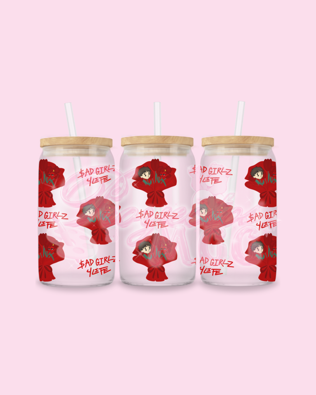 Red SadBoy & SadGirl Ramo $G4L Glass Cup