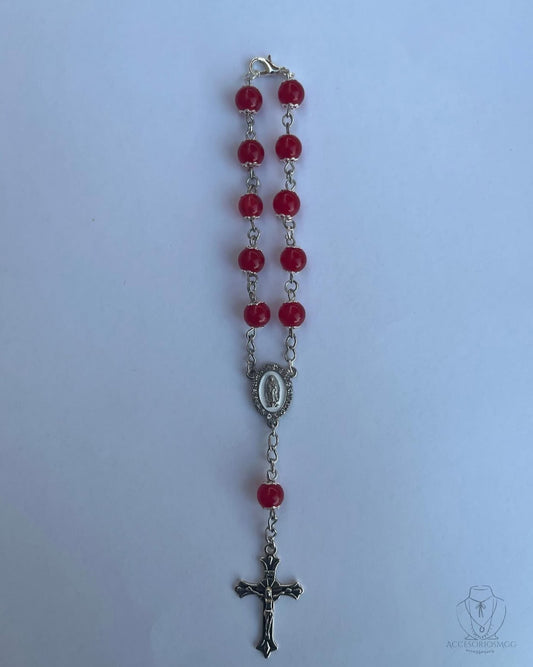 Red Virgencita Rosario Car Charm