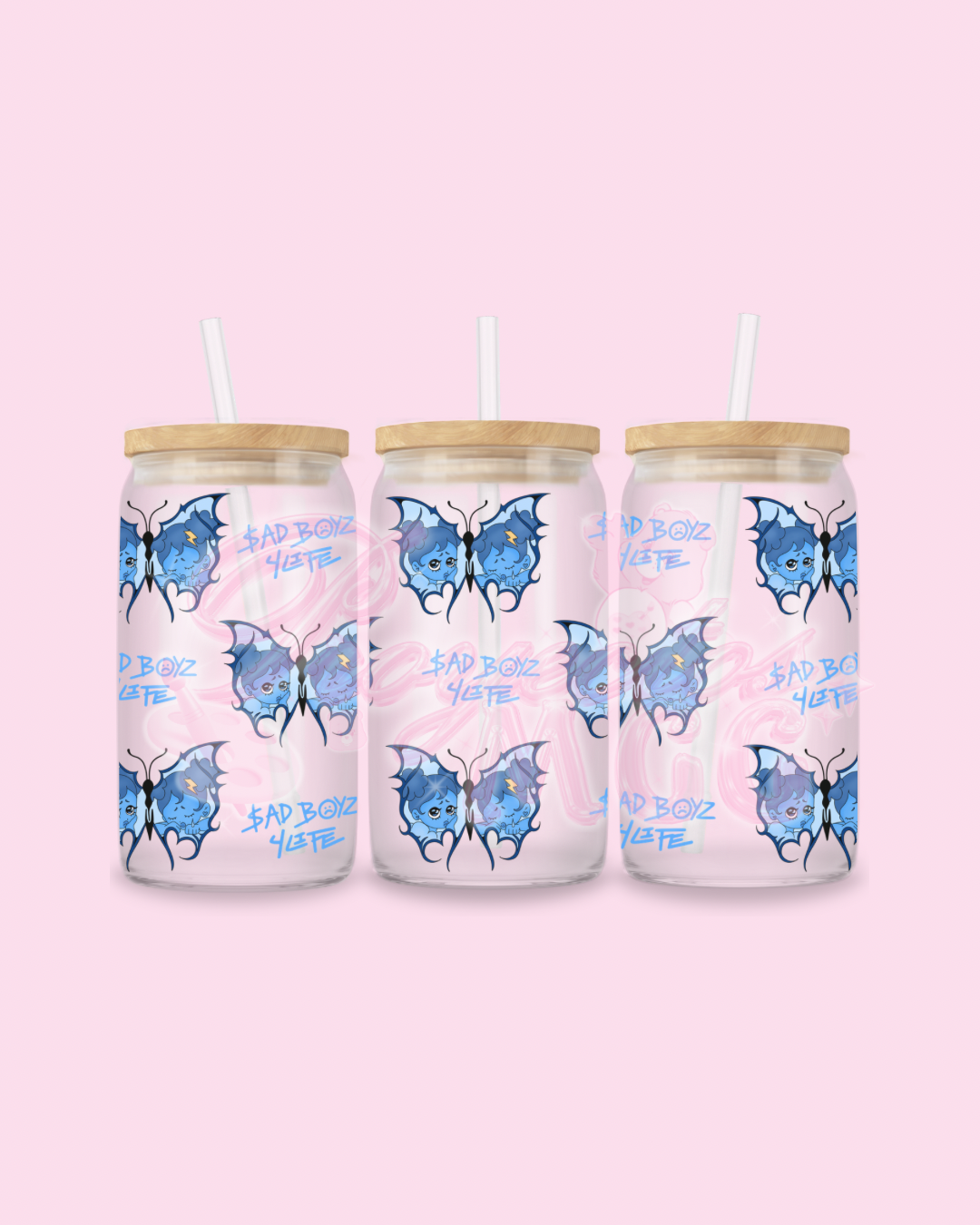 Blu Butterfly $B4L Glass Cup