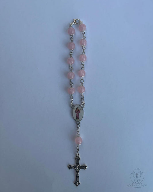 Pink Angel Rosario Car Charm