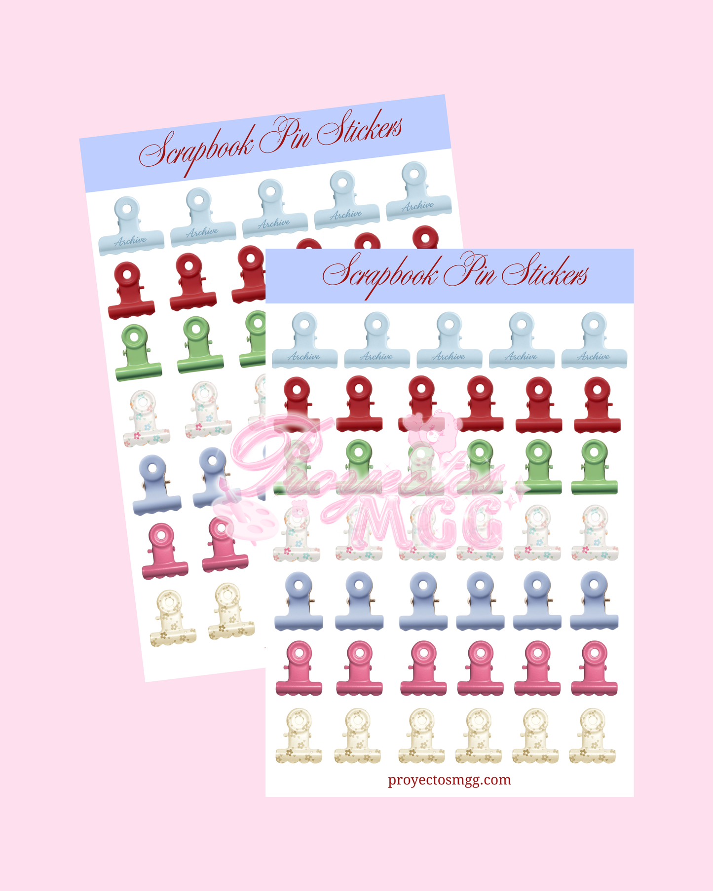Scrapbook Pins Glossy Sticker Sheet
