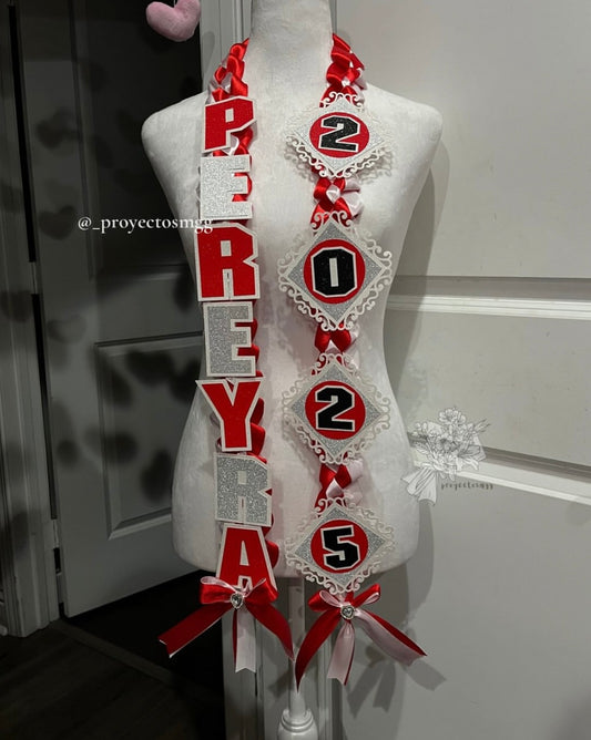 Red, White & Silver Grad Lei