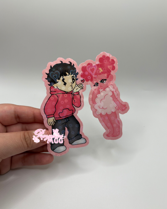 Pink SadBoy & SadGirl Car Decal