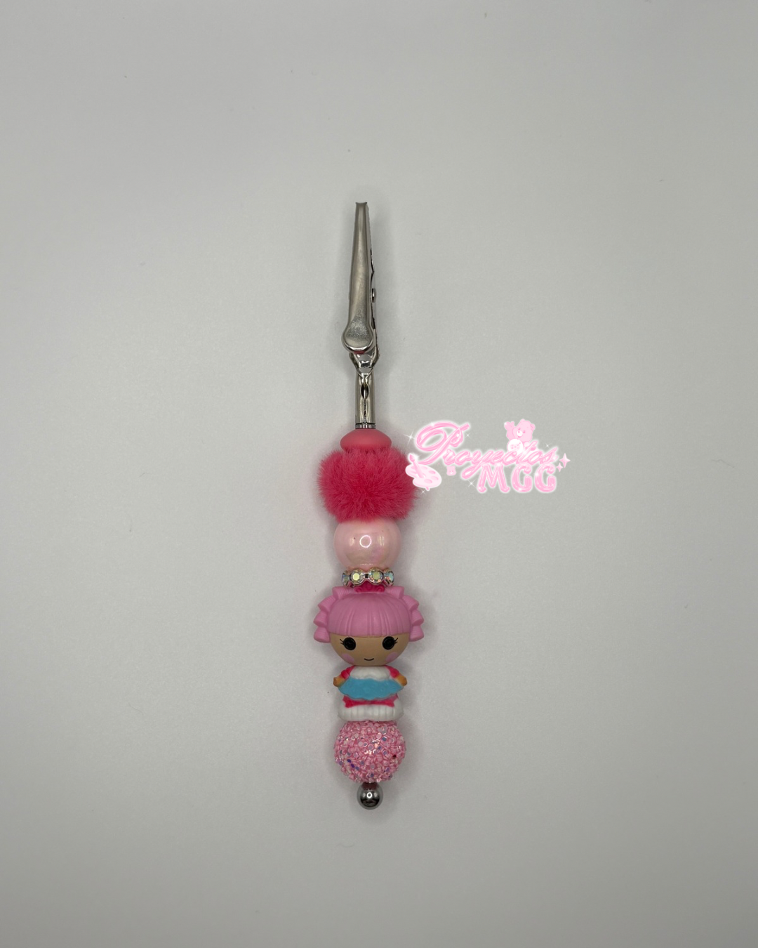 Pink Doll Beaded Clip
