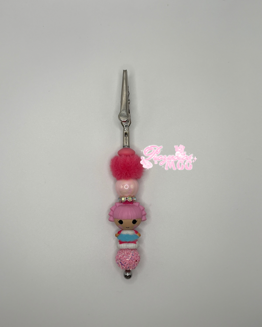 Pink Doll Beaded Clip