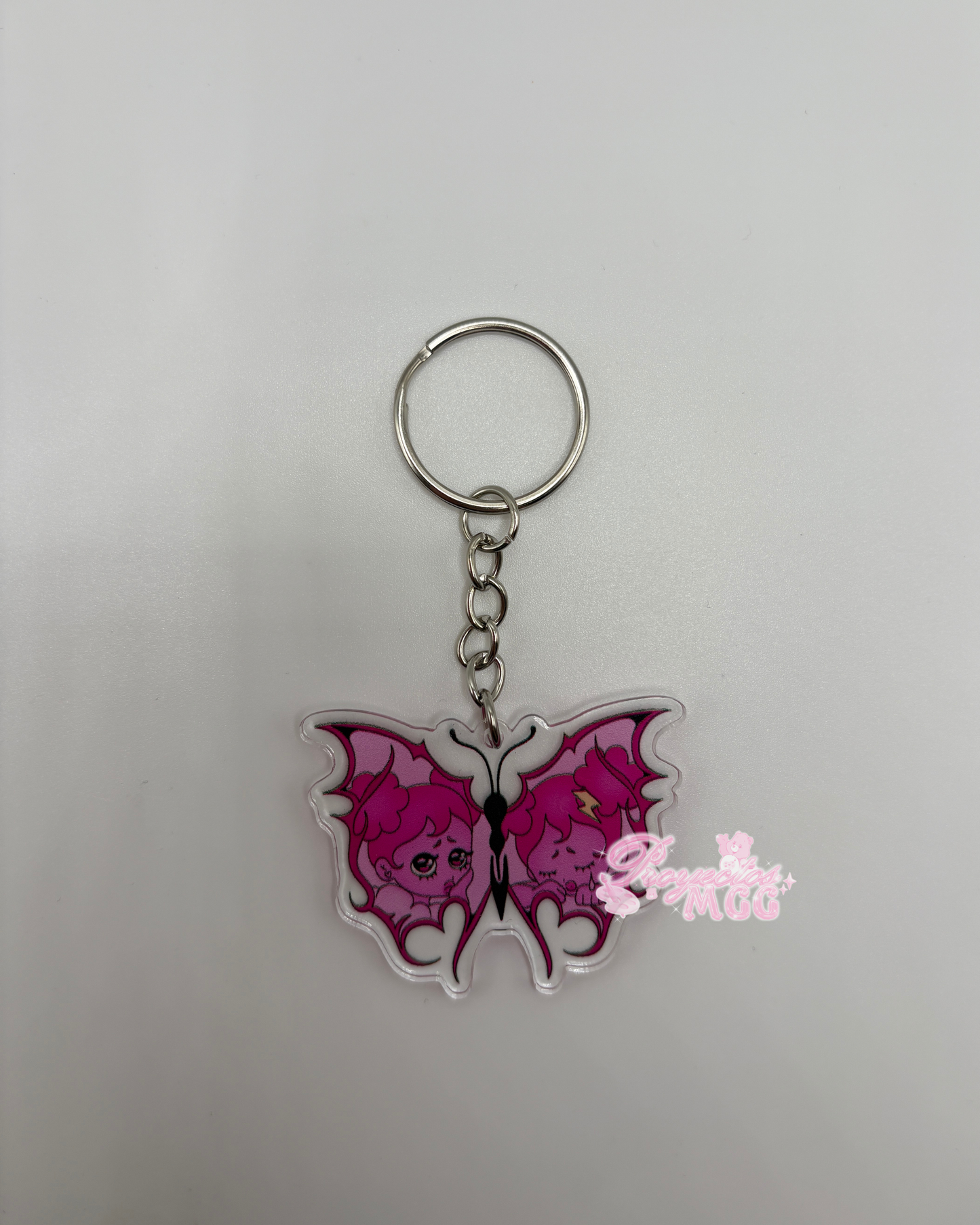 Pink SadGirl Butterfly Acrylic Keychain *discounted*
