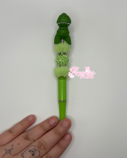 Green T-Rex Beaded Pen