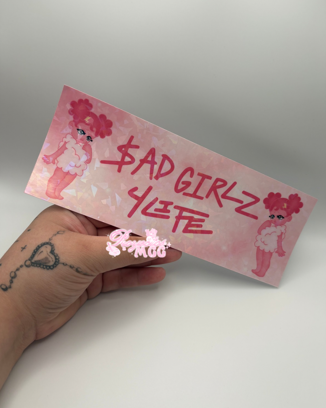 Pink SadGirl 4 Life Holo Bumper Car Decal