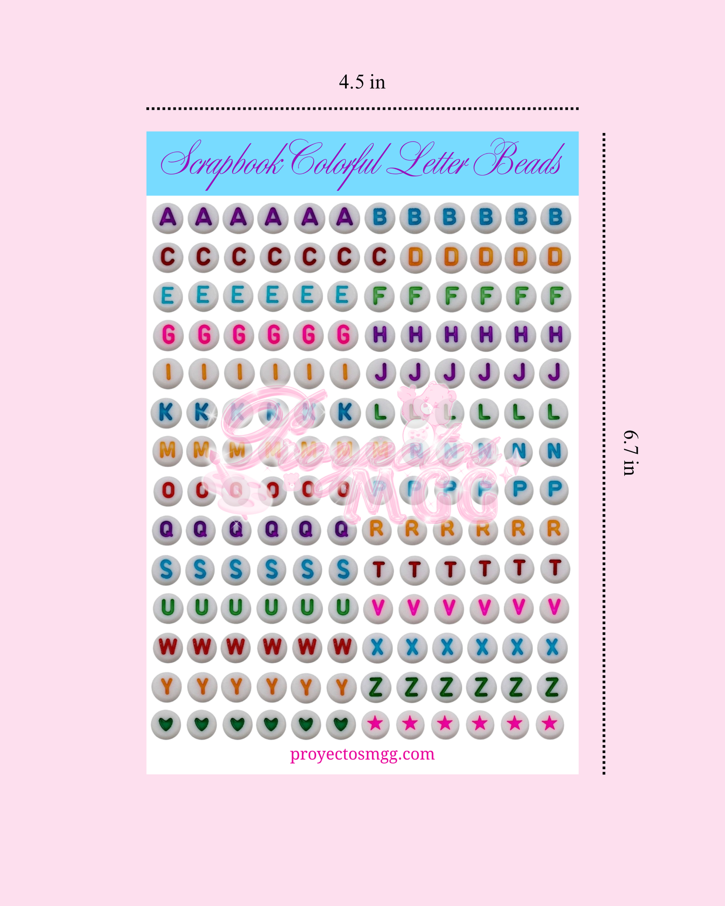 Scrapbook Colorful Letter Beads Glossy Sticker Sheet