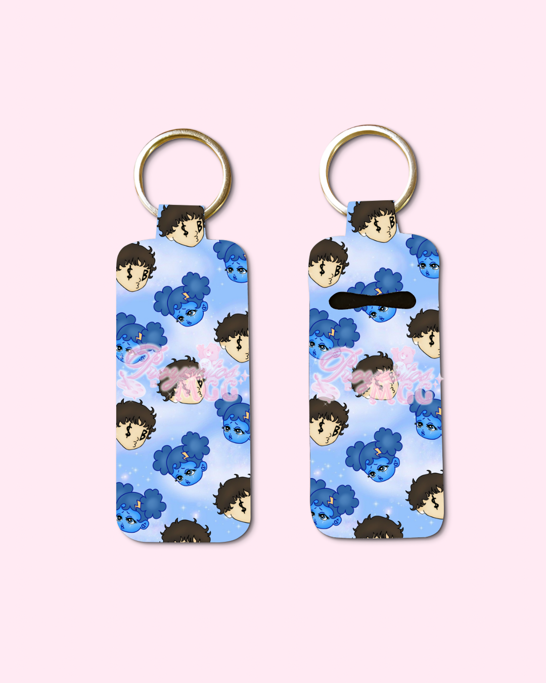 SadBoy SadGirl Face Pattern Chapstick Holder Keychain