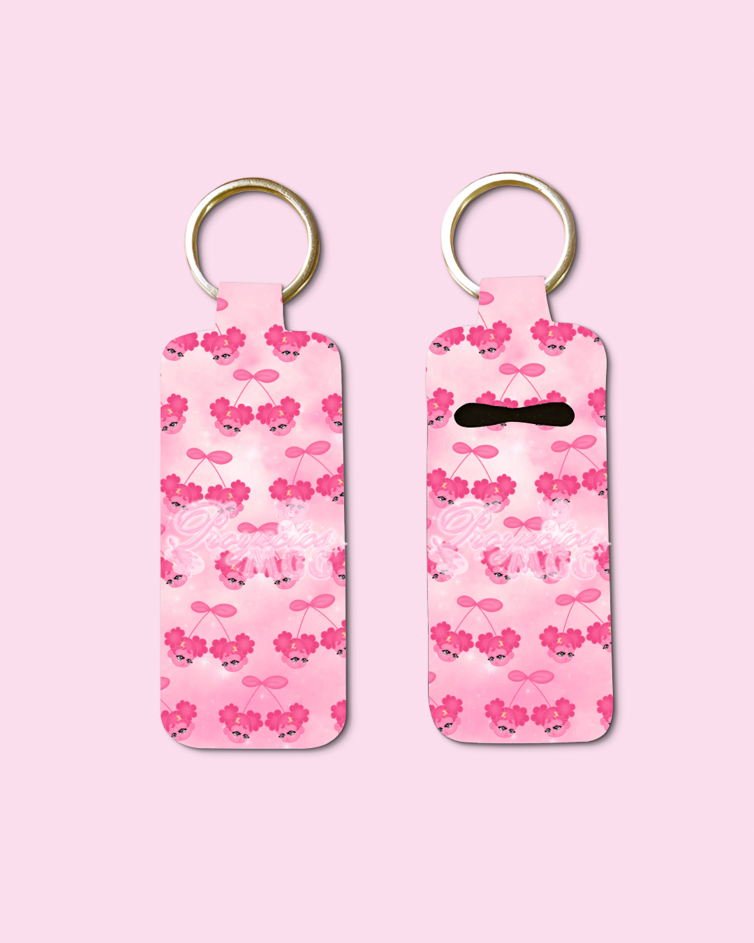 Pink SadGirl Cherry Chapstick Holder Keychain