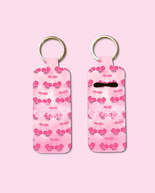 Pink SadGirl Cherry Chapstick Holder Keychain