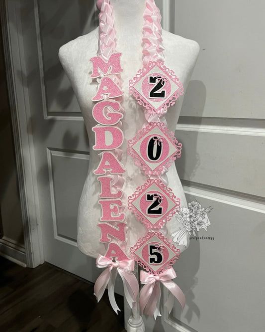 Coquette Pink & White Grad Lei