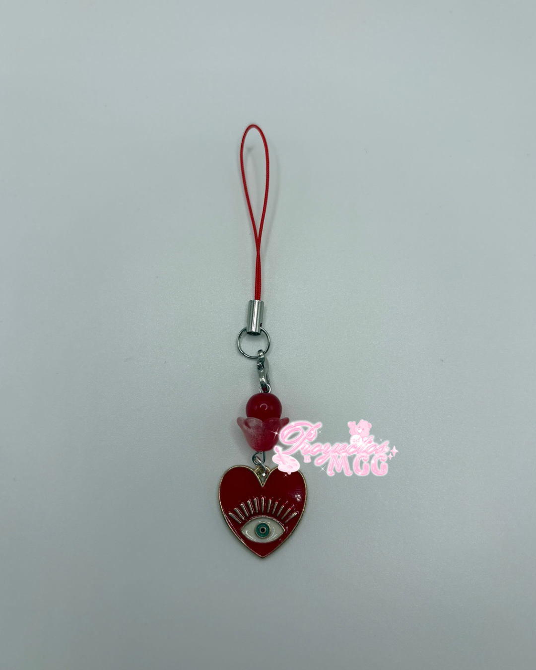 Red Evil Eye Heart Phone Charm
