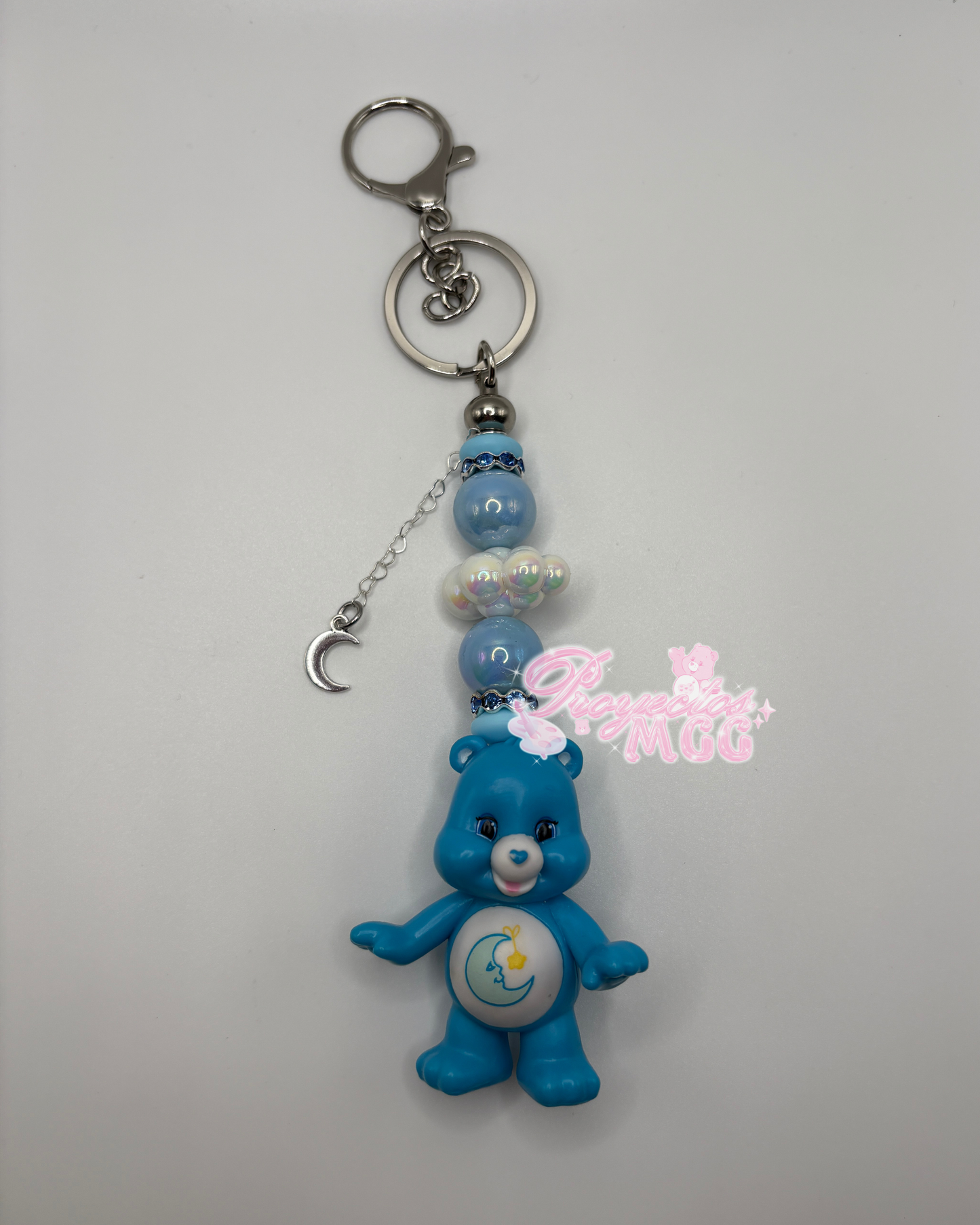 Sleepy Bear Beaded Keychain