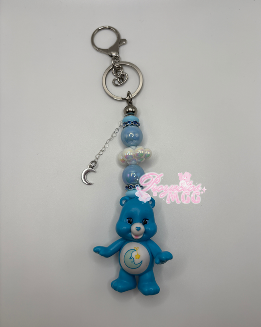 Sleepy Bear Beaded Keychain