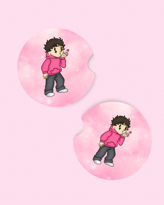 Pink SadBoy Car Coasters