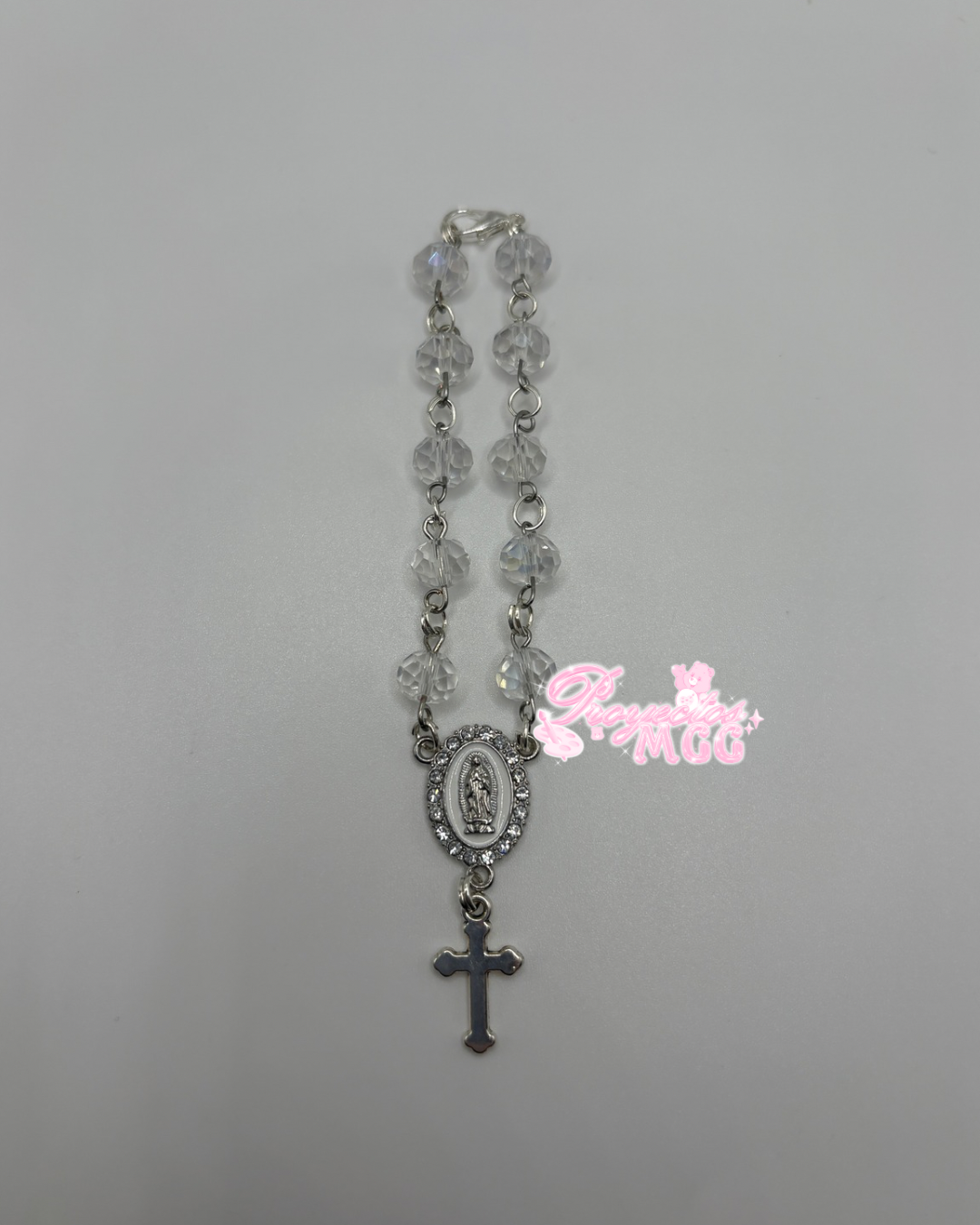 Silver Car Rosario - Clear