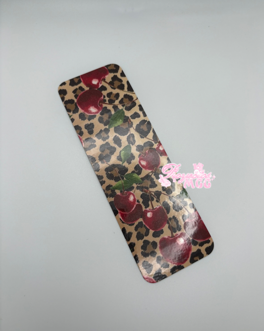 Leopard Cherry Laminated Bookmark
