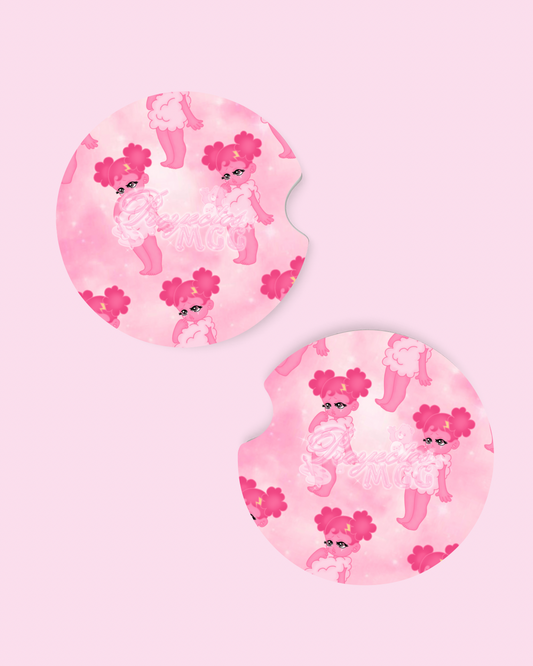 Pink SadGirl Pattern Car Coasters